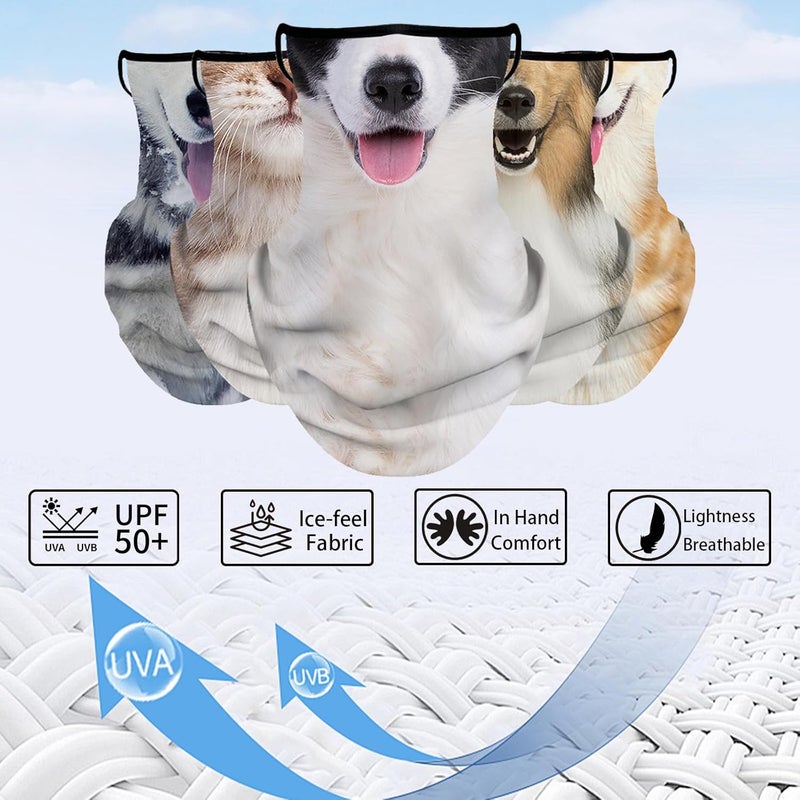 YJPPDD Cute Bandana Face Mask, 3D Animal Neck Gaiter Face Mask Scarf with Ear-Hanging for Ski Hiking Riding Sports Outdoor - Image 2